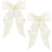 ZEVONDA Pack of 2 Big Bow Hair Clips - Solid Color Large Bowknot Hairpin Hair Clip with Long Silky Satin Tail Hair Barrettes Accessories for Girls Women Milky White Milky White (2PCS)