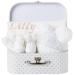 Personalised Baby Shower Gifts - Newborn Baby Essentials Baby Winter Clothes - Winter Hat Fleece Blanket Baby Knitted Booties Gloves New Baby Gifts Personalised Gifts New Born Baby Essentials Customised White