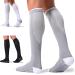 FITRELL 3 Pairs Compression Socks for Women and Men 20-30mmHg-Circulation Support Socks Black+white+grey Small-Medium
