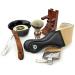 Razor set for men-professional razor for razor with roof hair brush chip soap leather string string and brushstand-6-part wood-shaving set