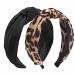 2PCS Headbands for Women, Etercycle Bow Knotted Wide Headband, Yoga Hair Band Fashion Elastic Hair Accessories for Women and Girls (Black, Leopard)