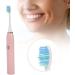 Pink Waterproof Electric Toothbrush - Vibrating Soft Bristles Automatic Cleaning Interchangeable Heads for Adults - Buy Online on GoSupps.com