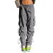 Women's Baggy Cargo Pants Drawstring Elastic Waist Ruched Hiking Pants Parachute Pants for Women Hippie Lounge Pant A Grey Small