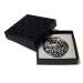 Art Deco Mother of Pearl Black Round Double Compact Hand Mirror with Arabesque Design - Buy Online on GoSupps.com