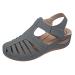 DDAPJ pyju Women's Wedge Sandals Hollow Out Buckle High Heel Sandals Open Toe Back Zipper Casual Sandal Comfort Walking Shoes Gray-b 12