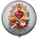 Three Sacred Hearts Art Photo Pill Box - Silver Charm Candy Box - Elegant 40mm Floral Design - Shop Internationally - Buy Online on GoSupps.com