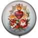 Three Sacred Hearts with Flowers - Art Photo Pill Box - Charm Pill Box - Glass Candy Box 40 Silver