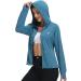 MoFiz Women's UPF 50+ Sun Protection Lightweight Hoodie Jacket Zip Up Long Sleeve Sun Shirt for Athletic Fit with Pockets Sea Blue Medium