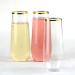30 Pack Stemless Plastic Champagne Flutes - 9oz Gold Rim - Shatterproof & BPA-Free - Buy Online on GoSupps.com