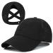 Koreshion Womens Criss Cross Ponytail Baseball Cap Adjustable High Messy Bun Ponycap Quick Drying Mesh Hats Black