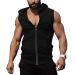 COOFANDY Men's Zip Up Workout Tank Tops Hooded Bodybuilding Fitness Muscle Cut T Shirt Sleeveless Gym Hoodies X-Small Black