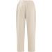 Ceangrtro Women's Beige Linen Crop Wide Leg Capris, Elastic High Waist with Pockets - Size X-Large - Buy Online on GoSupps.com