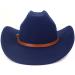 Western Style Wide Brim Fedora Hat with Belt - Navy Blue - for Men & Women - Buy Online on GoSupps.com