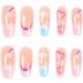 Justotry 24 pcs Cloud Fake Nails Long | Heart Rainbow French Press on Nails | Nude Ballerina Medium Stick on Nails for Women | Acrylic Coffin False Nails with Glue - Nail Art - Buy Online on GoSupps.com