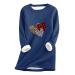 PVCS Spring Fashion for Women 2023 Crew Neck Pullover Shirt Solid Fleece Blouse Christmas Tree Sweatshirts Long Sleeve Tops 04#blue Small