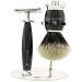 Double Edge Shaving Set with Silver-Tipped Badger Brush and Stainless Steel Shaving Stand by Jag Shaving