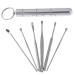 RLZCFF 6 Pcs/Set Stainless Steel Spiral Ear Pick Spoon Ear Wax Removal Cleaner Multifunction Portable Ear Pick Ear Care Beauty Tools