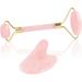 Jade Roller & Gua Sha Face Roller Rose Quartz Massager Facial Beauty Roller Skin Care Tools for Face Eyes Neck Reduce Wrinkle and Dark Circle (Pink B) - Buy Online on GoSupps.com