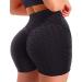 SEASUM Women Workout Shorts Brazilian Textured Booty Leggings Shorts Anti-Cellulite Scrunch Butt Lift #1 Honeycomb Texture Black Medium