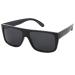 zeroUV - Classic Old School Eazy E Square Flat Top OG Loc Sunglasses P01 | Shiny Black / Smoke Polarized