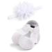MACHSWON Baby Girls First Walking Shoes Bow-Knot Mary Jane Flats Elastic Band Soft Cotton Anti-Slip Soft-Soled Princess Christening Shoes Infant Girls Outdoor Shoes with Headband 3-6 Months White