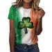 T-Shirts for Women Spring Ladies Novelty St. Patrick's Day Tops Short Sleeve Tee Fashion Boho Tunic Green Large