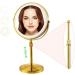 Furgatti Lighted Makeup Mirror | Height Adjustable 1x/10x Magnifying | 3 Color Light Modes | LED Vanity Mirror with Rechargeable Battery | Women's Gift | Brushed Gold - Buy Online on GoSupps.com