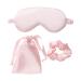 3 Pcs Artificial Silk Sleep Masks Set Satin Sleeping Eye Mask Hair Scrunchies Night Blindfold Blackout Eyeshades Eye Cover Wedding Bridesmaid Gifts Pink