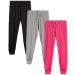 Sweet Hearts Girls' Sweatpants - Super Soft Athletic Performance Joggers (3 Pack) Black/Heather Grey/Fuchsia 10-12
