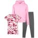 RBX Girls Leggings Set - 3 Piece Fleece Zip Hoodie Sweatshirt, T-Shirt, and Yoga Pants (Size: 4-16) Pink Grey Camo 14-16