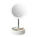 Beifenl Portable LED USB Recharge Storage Base Beauty Desktop Make Up Mirror (Creamy White)