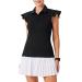 JACK SMITH Womens 2023 Golf Polo Shirt Ruffles Sleeveless Moisture Wicking Tennis Shirts Lightweight Athletic Tops Black Large