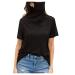WUAI-Women Mask Short Sleeve T Shirts Plus Size Casual Loose Round Neck Face Mask Top Blouse Tee Shirt Black X-Large