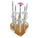 Wenettion Makeup Nail 12 Holes Acrylic Gel Brush Pen Holder Heart Gold Rest Stand Display