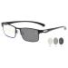 Vevesmundo Self -tinting reading glasses sunny reading glasses Tint metal multifocal reading aid visual aid blue light filter varifocal glasses with sun protection for women men 1 piece black self -tinting reading glasses 2.5 x