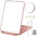 10X Magnification Travel Makeup Mirror with Lights | LED Compact Mirror for Makeup Desk | Light Up Vanity Mirror - Pink - Buy Online on GoSupps.com