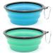 Slson 2 pieces of dog bitches foldable travel bowl spout -safe dog bowl with mountaineering carabiners for cats dogs and pets for water and feed (1000ml) 1000ml light blue