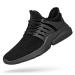Feetmat Men's Non Slip Gym Sneakers Lightweight Breathable Athletic Running Walking Tennis Shoes 9.5 Black