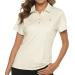 TBMPOY Women's Golf Polo T Shirts Lightweight Moisture Wicking Short Sleeve Shirt Quick Dry 4-Button C14-eggnog Large