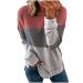 AMIMOJY Color Block Tops for Women Casual Long Sleeve Crewneck Sweatshirts Fashion Shirts Fall Tops Pink Small