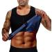 BODYSUNER Sauna Sweat Vest Workout Tank Top Waist Trainer for Men Compression Workout Enhancing Vest With Zipper Blue L/XL