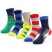 COTTON DAY Kids Boys Fun Novelty Crew Socks Colorful Pattern Design Shark Scull Robot Crocodile Shark Snake Stripes 8-10 Years