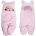 Cute Unisex Newborn Clothes Baby Sleeping Bag Thicken Cotton Blankets Plush Swaddle Blankets Baby Girl Gifts Toys 0 6 Months (Pink)