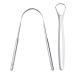 Fenteer 2pcs Tongue Scraper Cleaner Stainless Steel Bad Breath for Oral Care