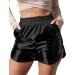 Haola Women's Shiny Metallic Shorts Summer Yoga High Waist Hot Dance Shorts Small Black