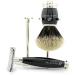 Jag Shaving Double Edge Shaving Set - Silver-Tipped Badger Brush & Stainless Steel Stand | Premium International Shipping - Buy Online on GoSupps.com