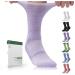 Bulinlulu Diabetic Socks with Grippers for Women&Men-6 Pairs Bamboo Non Binding Diabetic Crew Socks Large Crew Bright Colour Clash-6 Pairs