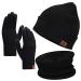 Winter Beanie Hat Scarf Touchscreen Gloves Set for Men and Women, Beanie Gloves Neck Warmer Set with Warm Knit Fleece Lined Black One Size