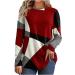 Womens Plus Size Tops Casual Crewneck Sweatshirt Cute Giraffe Print Blouse Splicing Long SleeveShirts Pullover Medium 005red