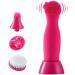 RIYAN 3In1 Silicone Cleansing Brush Deep Cleaning Remove Blackhead Acne Pore Clean Electric Face Cleaner Rose Red - Buy Online on GoSupps.com